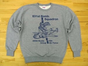 第831爆撃飛行隊 杢グレー 9.7oz トレーナー 紺 2XL 大きいサイズ スウェット ねずみ U.S. AIR FORCE