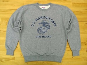 U.S. MARINE CORPS 杢グレー 9.7oz トレーナー 紺 XL スウェット USMC海兵隊 マリーン