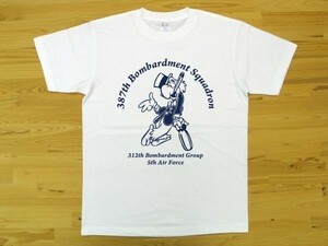 387th Bombardment Squadron 白 5.6oz 半袖Tシャツ 紺 XXXL 大きいサイズ ミリタリー 5th air force 312th bomb group オウム