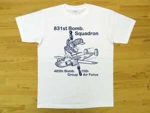 第831爆撃飛行隊 白 5.6oz 半袖Tシャツ 紺 S ミリタリー ねずみ U.S. AIR FORCE