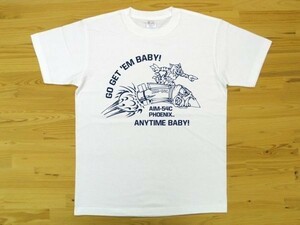 AIM-54 フェニックス 白 5.6oz 半袖Tシャツ 紺 XL ミリタリー F-14 トムキャット ミサイル