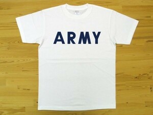 ARMY 白 5.6oz 半袖Tシャツ 紺 L ミリタリー ロゴ アーミー 陸軍