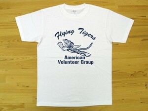 フライング・タイガース 白 5.6oz 半袖Tシャツ 紺 XXL 大きいサイズ ミリタリー AVG Flying Tigers U.S. AIR FORCE