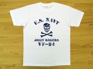 JOLLY ROGERS VF-84 白 5.6oz 半袖Tシャツ 紺 XXXL 大きいサイズ ミリタリー ジョリーロジャース スカル ドクロ U.S. NAVY