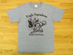 R.A.F. Eagle Squadron 杢グレー 5.6oz 半袖Tシャツ 黒 XXL 大きいサイズ ミリタリー イギリス空軍 イーグル飛行中隊 U.S. AIR FORCE