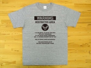 RESTRICTED AREA 杢グレー 5.6oz 半袖Tシャツ 黒 L ミリタリー U.S. AIR FORCE ステンシル