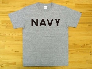 NAVY 杢グレー 5.6oz 半袖Tシャツ 黒 XXL 大きいサイズ ミリタリー ロゴ ネイビー 海軍