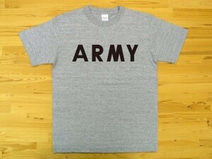 ARMY 杢グレー 5.6oz 半袖Tシャツ 黒 L ミリタリー ロゴ アーミー 陸軍