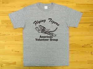 フライング・タイガース 杢グレー 5.6oz 半袖Tシャツ 黒 XL ミリタリー AVG Flying Tigers U.S. AIR FORCE