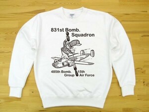 第831爆撃飛行隊 白 9.7oz トレーナー 黒 2XL 大きいサイズ スウェット ねずみ U.S. AIR FORCE