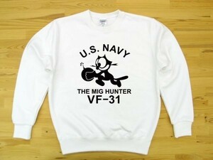 U.S. NAVY VF-31 白 9.7oz トレーナー 黒 XL スウェット トムキャット VFA-31 USN