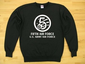 5th AIR FORCE 黒 9.7oz トレーナー 白 M スウェット U.S. ARMY AIR FORCE FIFTH