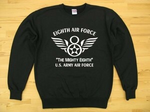8th AIR FORCE 黒 9.7oz トレーナー 白 XL スウェット U.S. ARMY AIR FORCE the mighty eighth