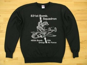 第831爆撃飛行隊 黒 9.7oz トレーナー 白 2XL 大きいサイズ スウェット ねずみ U.S. AIR FORCE