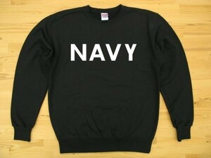 NAVY 黒 9.7oz トレーナー 白 L スウェット ロゴ ネイビー 海軍 USN U.S.