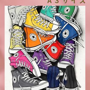 ■ABダイヤモンドアート■コンバース■オーロラ入り■四角ビーズ■A3■スニーカー