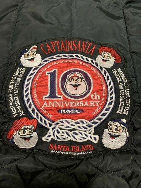 【バック刺繍】CAPTAIN SANTA キャプテンサンタ 10th ANNIVERSARY ナイロン キルティング ダウンジャケット メンズ ブラック ヴィンテージ