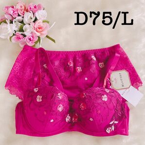 D75/L◆トリンプ プレミアム TR0104◆ブラ&ショーツ◆ピンク