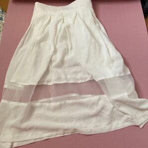 切り替えシアースカート ホワイト 白