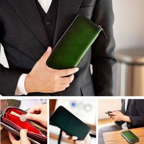 All Right Leatheグリーン長財布