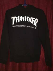 送料無料★THRASHER★パーカー★黒S★スラッシャー★スケボー★SK8★