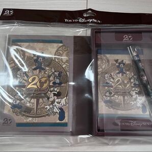 【新品未開封】東京ディズニーシー 20周年 タイム・トゥ・シャイン! メモ帳&ボールペン&ポストカードセット