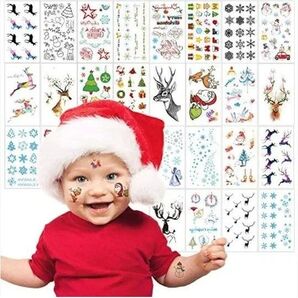 26枚 タトゥーシール クリスマス フェイス ボディ 窓ガラス スマホ 封筒