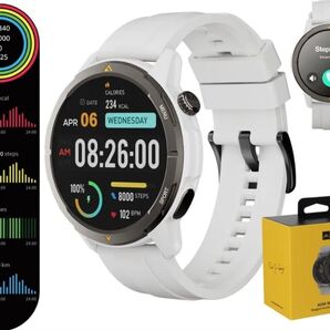 AGM Legion スマートウォッチGPS内蔵 1.43インチAMOLED大画面 Bluetooth通話機能付き グレー