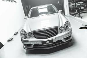 BENZ メルセデス・ベンツ E-Class W211 E63ルック 社外フロントバンパー リップスポイラー エアロ カスタム 本物Drycarbon ドライカーボン