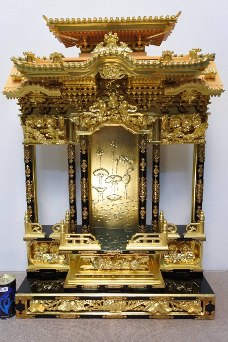 収集品】宮殿 木製 純金箔 状態良好 厨子 宮殿形厨子 3849 | nalans.com