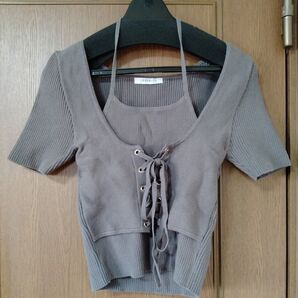 LIP SERVICE リップサービス コルセットレイヤードニット グレー