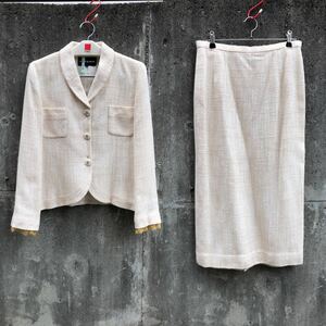 ラピーヌブランシュ 袖装飾付きラメ加工スカートセットアップ11/スーツ