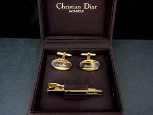 *N0857*# прекрасный товар # Dior [ серебряный * Gold ]# запонки & галстук пинцет!