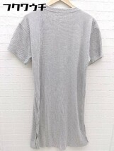 ◇ Samansa Mos2 blue ワッフル スリット 半袖 膝下丈 Tシャツ ワンピース サイズフリー グレー レディース_画像2