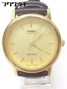 ◇ CASIO チープカシオ 動作確認済 クォーツ 3針 アナログ MTP-1095Q-9A 腕時計 ウォッチ ブラウン ゴールド メンズ