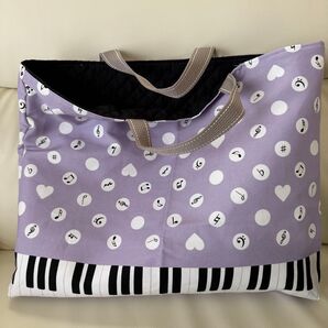 入園入学習い事 お手さげ トートバッグ レッスンバッグ ピアノ楽器柄 絵本袋