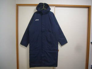  Asics cotton inside long coat navy blue O size bench coat 