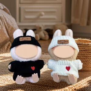 ラブブ LABUBU ぬい服 白黒 ニット 2セット 17cm 着せ替えコーデ かわいい 可愛い ペアルック
