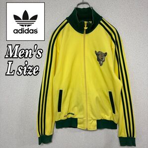 adidas アディダス トラックジャケット ジャージ ファイヤーバード トレフォイル ロゴ イエロー グリーン Lサイズ