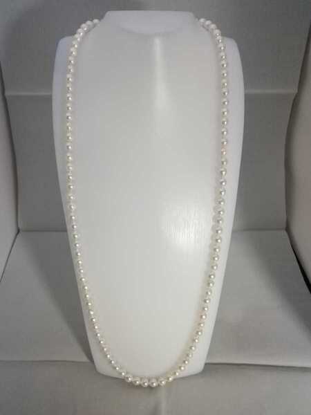 SVアコヤ真珠ロングネックレス!7.5~8mm。86cm!少々窪み珠有り。