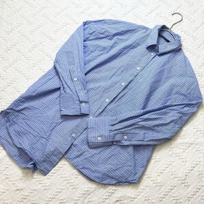 【c81】ZARA ザラ カジュアルシャツ メンズ ブルー ボーダー おしゃれ ストライプ 長袖シャツ
