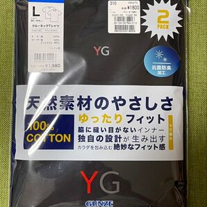 GUNZE グンゼ クルーネック Tシャツ L ブラック 2枚組