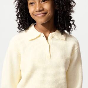 ユニクロ GIRLS スフレヤーンポロセーター