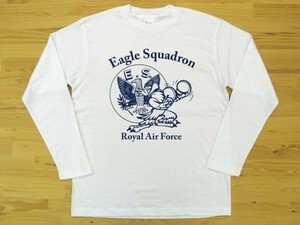 R.A.F. Eagle Squadron 白 5.6oz 長袖Tシャツ 紺 2XL 大きいサイズ ミリタリー イギリス空軍 イーグル飛行中隊 U.S. AIR FORCE