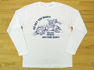 AIM-54 フェニックス 白 5.6oz 長袖Tシャツ 紺 3XL 大きいサイズ ミリタリー F-14 トムキャット ミサイル