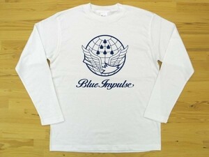 航空自衛隊 Blue Impulse 白 5.6oz 長袖Tシャツ 紺 3XL 大きいサイズ ミリタリー ブルーインパルス