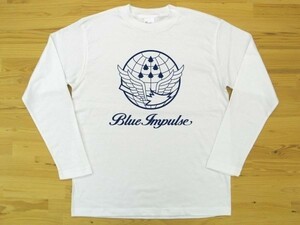 航空自衛隊 Blue Impulse 白 5.6oz 長袖Tシャツ 紺 XL ミリタリー ブルーインパルス