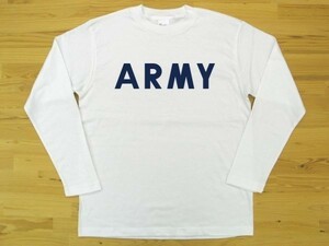 ARMY 白 5.6oz 長袖Tシャツ 紺 3XL 大きいサイズ ミリタリー ロゴ アーミー 陸軍