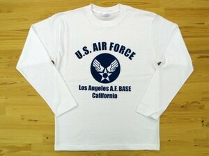 U.S. AIR FORCE 白 5.6oz 長袖Tシャツ 紺 XL ミリタリー エアフォース アメリカ空軍