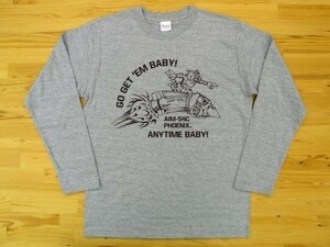 AIM-54 フェニックス 杢グレー 5.6oz 長袖Tシャツ 黒 3XL 大きいサイズ ミリタリー F-14 トムキャット ミサイル